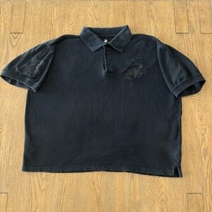 Beverly Hills Polo Club Men's Tonal Embroidered Short Sleeve Shirt Black Y2K